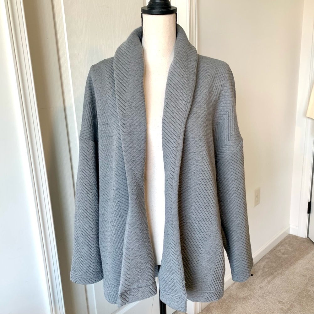 FABLETICS Vanessa Quilted Chevron Shawl Collar Open Cardigan—SZ. XS